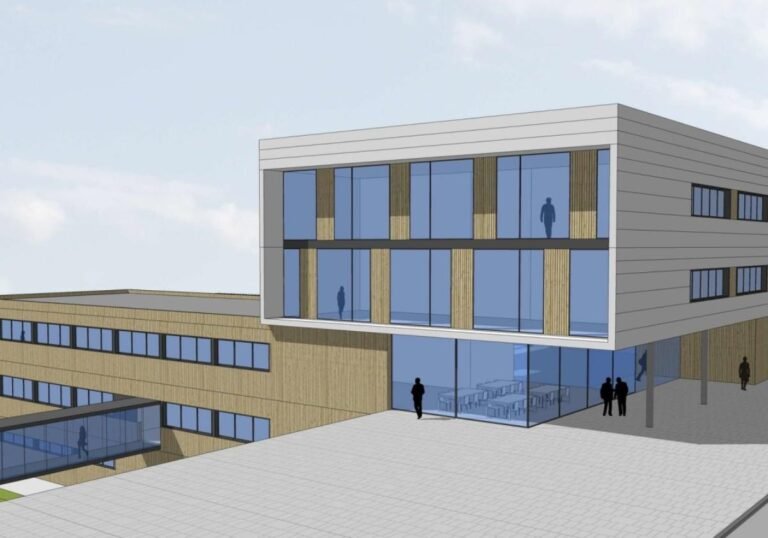 edificio moderno de instituto educativo urbano