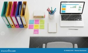 espacio de trabajo digital organizado con carpetas coloridas