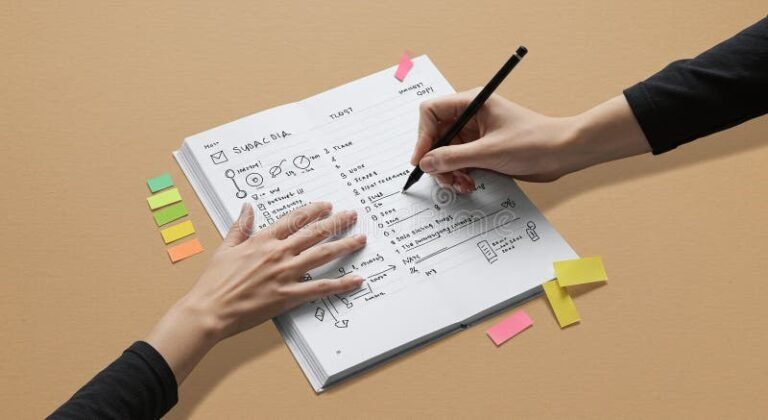 Cómo elaborar un proyecto Ander Egg paso a paso y exitoso 10 manos escribiendo en cuaderno con diagramas