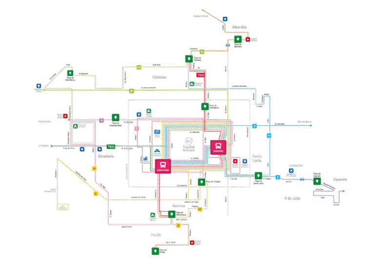 mapa de rutas y paradas autobus tulum san juan