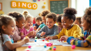 ninos jugando con tarjetas de silabas coloridas