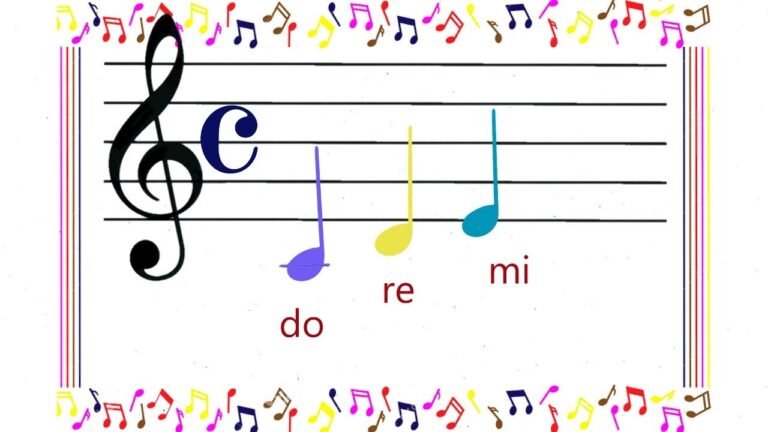 notas musicales con letras de vocales coloridas