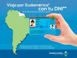 pasaporte y dni sobre mapa de sudamerica