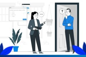 persona realizando encuesta en puerta de casa