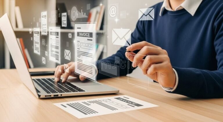 Cómo Consultar La Condición Frente Al IVA De Un CUIT Fácilmente 8 persona usando computadora con factura digital