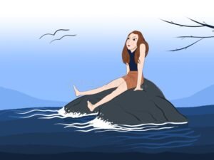 princesa triste en bosque encantado solitario